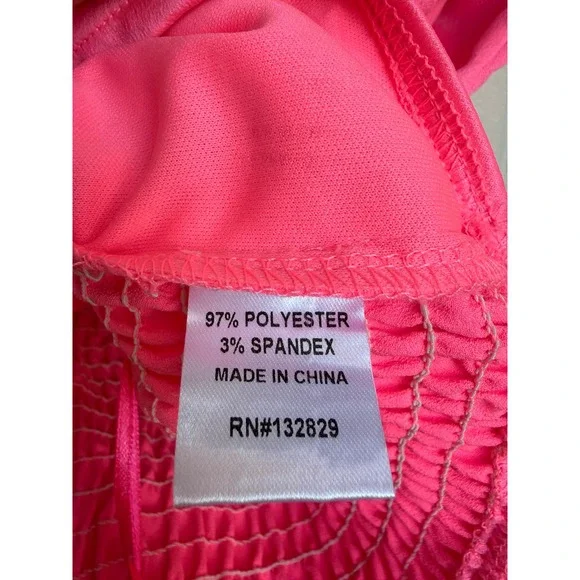 Superdown Revolve Neon Pink Bustier Crop Top Smocked Back V-Notch Size XS New - Picture 7 of 9